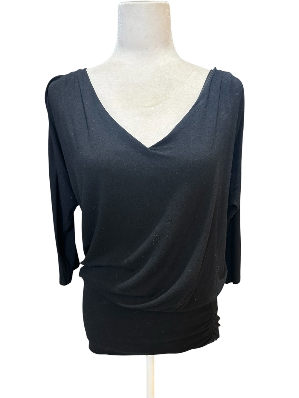 White House Black Market Black Draped V-Neck